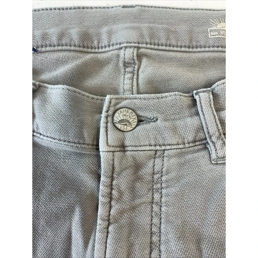 Faherty Brand Jeans Mens 33x32 Gray Straight Leg Stretch Denim Pants Casual